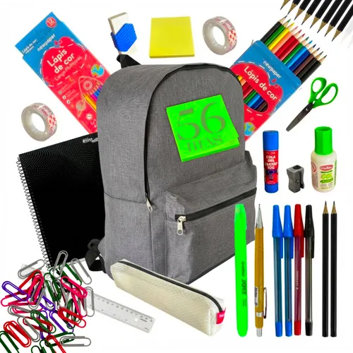 Kit Escolar Ensino Medio, Fundamental, Faculdade 56 Itens
