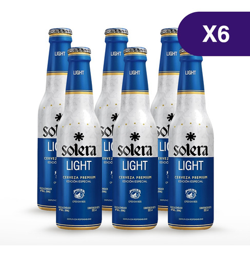 Cerveza Solera Light Edición Especial - 6 Unidades De 222ml