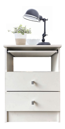 Imagen 1 de 10 de Mesa De Luz Mesita Con Desayunador 2 Cajones G/metalica Dormitorio Oferta! ^
