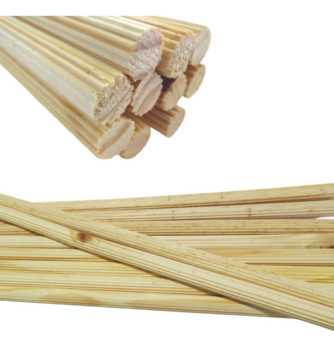 Poleiro De Pinus 12mm X 30 Cm Kit C/ 10 Unid Liso E Frisado