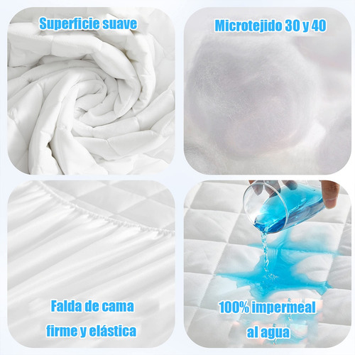 Protector De Colchón Impermeable Cobertor Matrimo Queen King Blanco Liso King