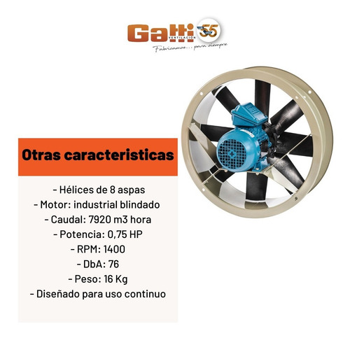 Imagen 8 de 10 de Extractor De Aire Axial Industrial 55 Cm Para Conducto Gatti