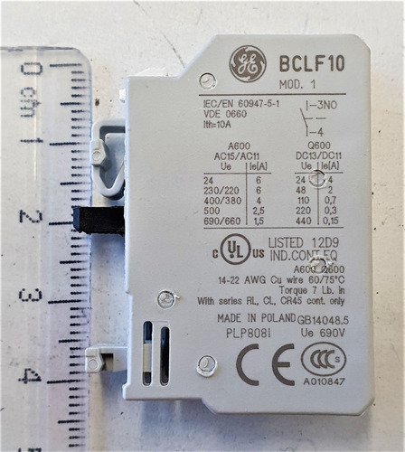 Bloque De Contacto Auxiliar Bclf10 Normalmente Abierto Ge