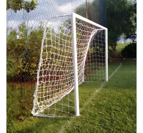 Par Rede De Gol Trave Society Suiço 4m Fio 4mm Seda Cor Branco