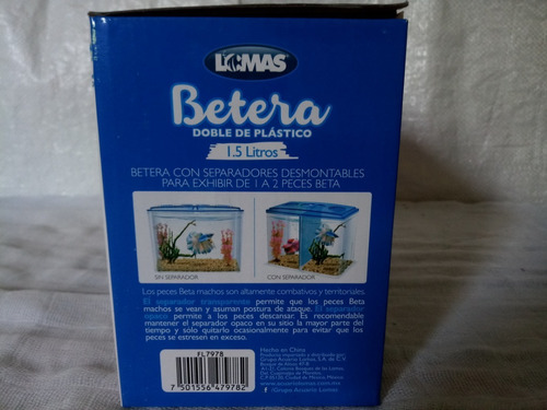 Bétera Doble C/ Separación Acuario 1.5 Lts Lomas Para 2 Beta