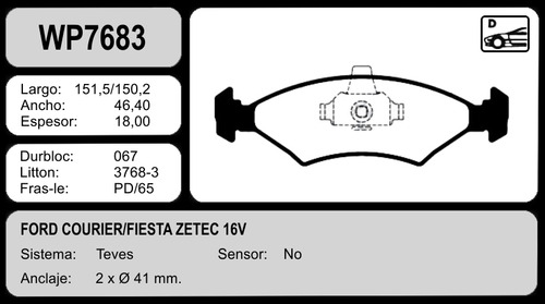 Pastillas De Freno Ford Ka 01/08