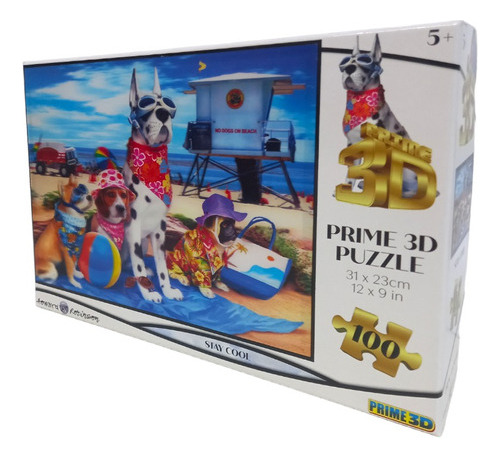 Puzzle Rompecabezas 100 Piezas 3d Prime Perros En La Playa