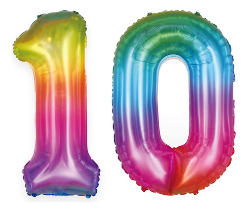 Globo 10  Gelatina Arcoiris Numero 10 Jumbo Papel Aluminio