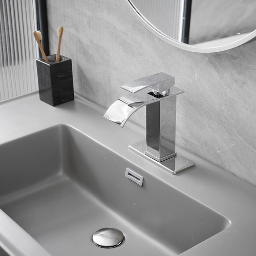 Grifo De Baño En Cascada De Acero Inoxidable De Una Sola Man