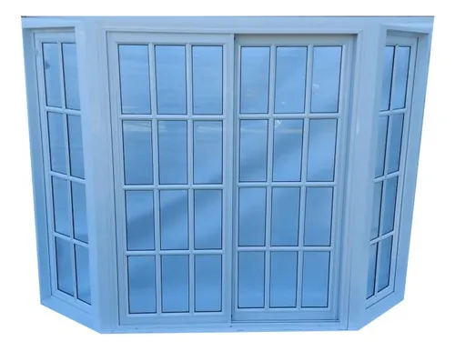 Ventana Bow Window Aluminio Blanco Repartido 100x150 + Rajas