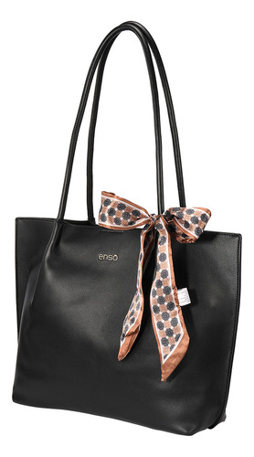Bolsa Tote Enso Mujer Eb243301ttb Negro Acabado de los herrajes Oro Diseño de la tela Liso