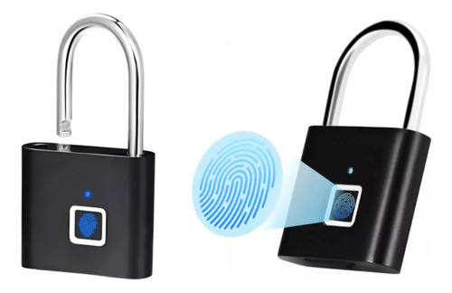 Candado Digital Acero Huella Tactil Usb Resistente Agua Color Negro