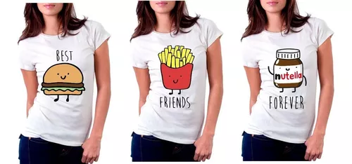 Labe Contratado filete Kit Camisetas Best Friends Forever Hamburger Batata Nutella | Parcelamento  sem juros