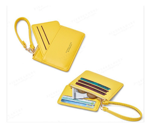 Estuche De Cuero Para Mujer Con Bolsillo Con Cremallera Color Marrón