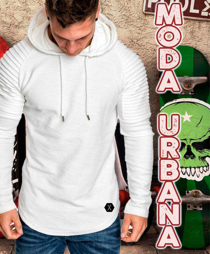 . Playera Hombre Manga Larga Con Capucha Slim Fit Moda