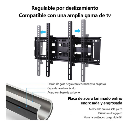 Soporte De Pared Para Tv Y Monitor De 32 A 85 Pulgadas Mountup Color Negro