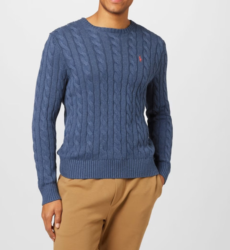 Sueter Polo Azul Sweater Algodón Cuello Base Importado Buzo