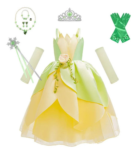 Disfraz De Princesa Tiana Vestido De Cosplay B Para Niñas