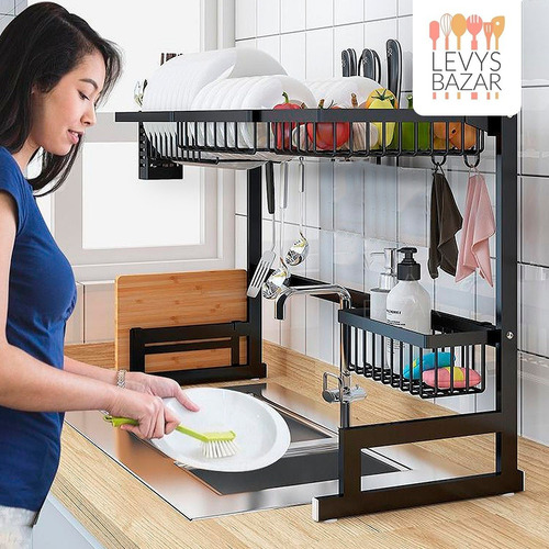 Imagen 8 de 9 de Escurridor Secaplatos Bacha Acero Inoxidable Grande 85cm