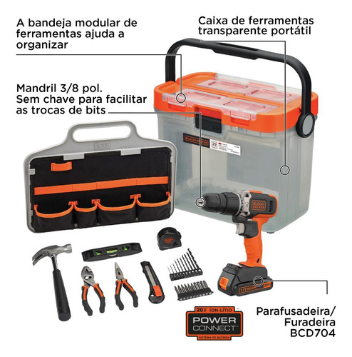 Kit Parafusadeira Furadeira 20v Max* Acessórios Black+decker