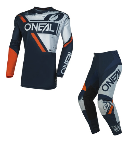 Traje Oneal Element Shocker Motocross Enduro Azul/naranja
