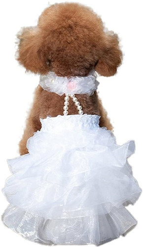 Imagen 1 de 7 de Worderful Vestido De Novia Para Perro Con Collar De Perla...