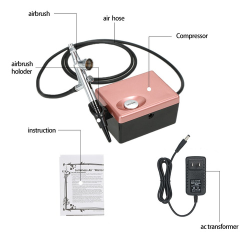 Imagen 4 de 6 de Basic Airbrush System Professional Mini Air Compressor For