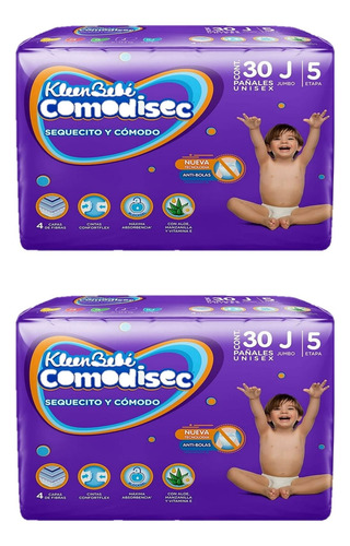 Kit De Pañales Kleenbebe Comodisec Jumbo - 30 Piezas X 2