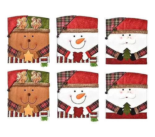 6 Fundas Silla Navideña Cubre Sillas Navidad Reno Santa Mesa