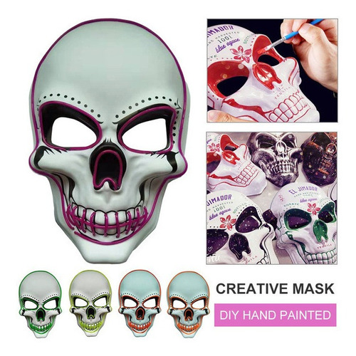 Mascara Led C/ Luz Led/neon Calavera Dia De Muertos Sy-mj05