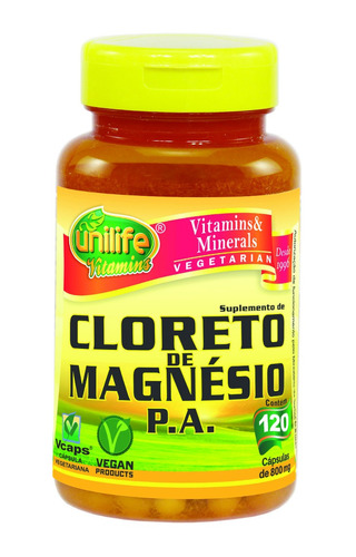 Cloreto De Magnésio P.a - 120 Cápsulas - Unilife - 3 Potes