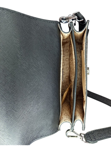 Bolsa Crossbody Color Negro Con Griss Marca Guess