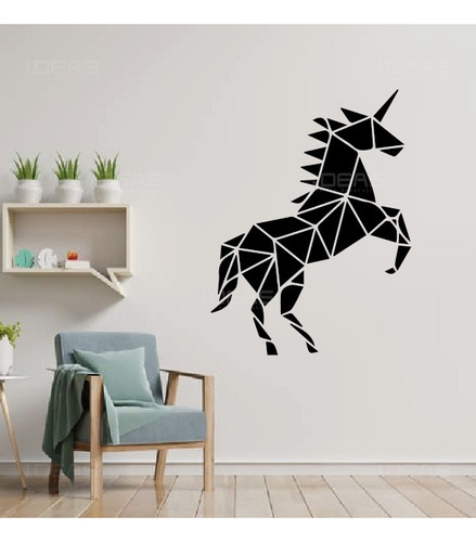 Vinilo Decorativo Unicornio Geométrico Minimalista Sticker 