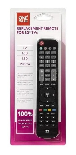 Imagen 5 de 5 de Control Remoto Para Tv One For All Urc1911 Reemplazo LG