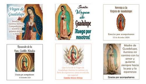 12 Rosarios Virgen Guadalupe Cristal Tarjeta Recuerdo Bolsa