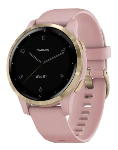 Imagen 2 de 5 de Smartwatch Garmin Vivoactive 4S 1.1" caja 40mm de polímero reforzado con fibra dust rose, malla dust rose de silicona y bisel light gold de acero inoxidable