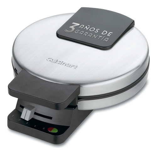 Wafflera Redonda Eléctrica Cuisinart Antiadherente Compacta Plateado