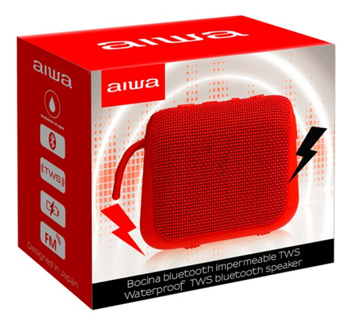Bocina Portatil Aiwa Impermeable Ipx6 Tws Radio Fm Aw-kf3 Rojo