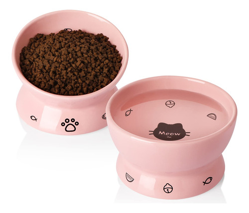 Sweejar Juego De Cuencos Elevados Para Gatos, Cuenco Inclina