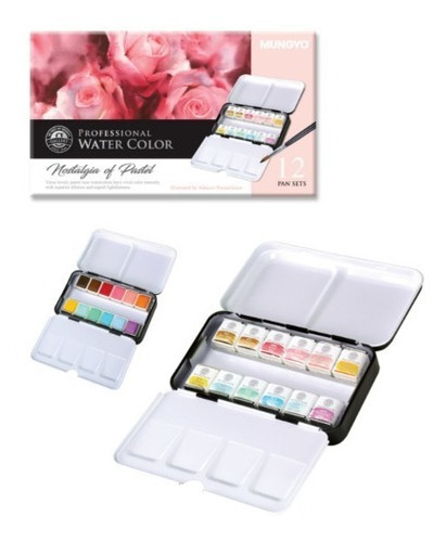 Acuarelas En Pastilla Mungyo Profesional X 12 Colores Pastel Color