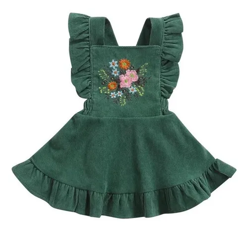 Vestido Infantil Estilo Salopete Boradado Festa Anivers rio