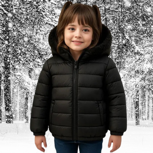 Jaqueta Puffer Infantil Juvenil Menina Forrada Com Capuz