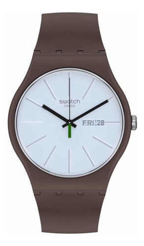 Reloj Unisex Swatch So29m701 Cuarzo Pulso Marron En Caucho
