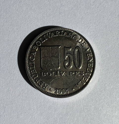 Imagen 1 de 2 de Moneda Venezuela 50 Bolívares 2004 Unc
