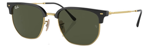 Óculos de sol pequenos Ray-ban New Clubmaster RB4403l + lente verde escura G15 Shiny Gold Rod Shiny Black Frame