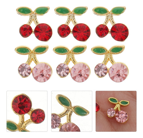 Pegatinas De Uñas 3d Con Forma De Cereza, Gemas, 36 Unidades