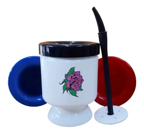 Mate Plastico Flores Hojas Dibujo Plantas