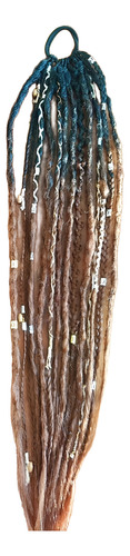 Aplique Cola De Rastas Kanekalon 50cm Raiz Negra Con Cuerpo Marron Cobrizo