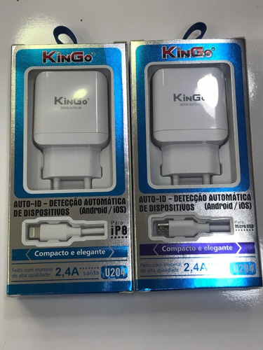 Carregador 2,4a Kingo Android Micro V8 2 Entradas Usb 