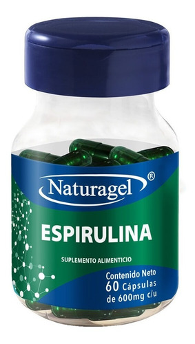 Espirulina 60 cápsulas de 600 mg Naturagel sin sabor